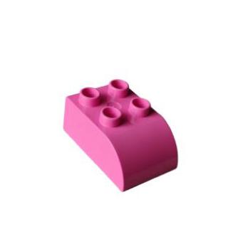 Lego Duplo tile roof stone 2 x 3 slant curved (2302)  dark pink